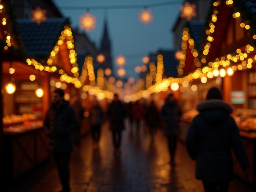 Gezin geniet van avond op kerstmarkt in Londen met lichtjes