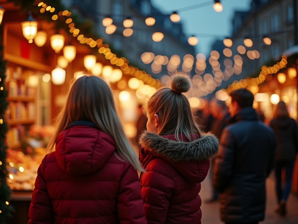Nederlandse familie geniet van avond op kerstmarkt in VK met feestverlichting