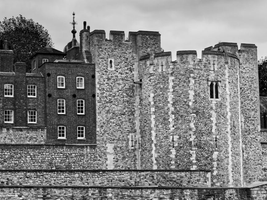 Windsor Castle - zwart-wit beeld van historische Tower of London